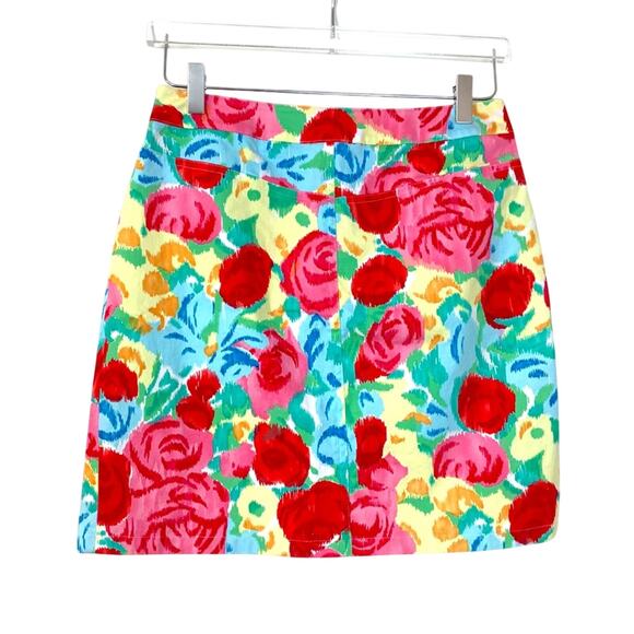 Talbots Pink Red Yellow Floral Casual Straight Pencil Stretch Skirt Women's 4 - Picture 8 of 11